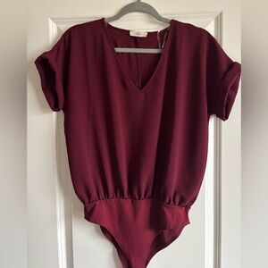 Entro Burgundy V-Neck Bodysuit